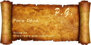 Pere Géza névjegykártya