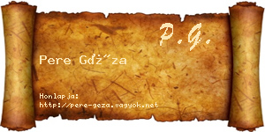 Pere Géza névjegykártya